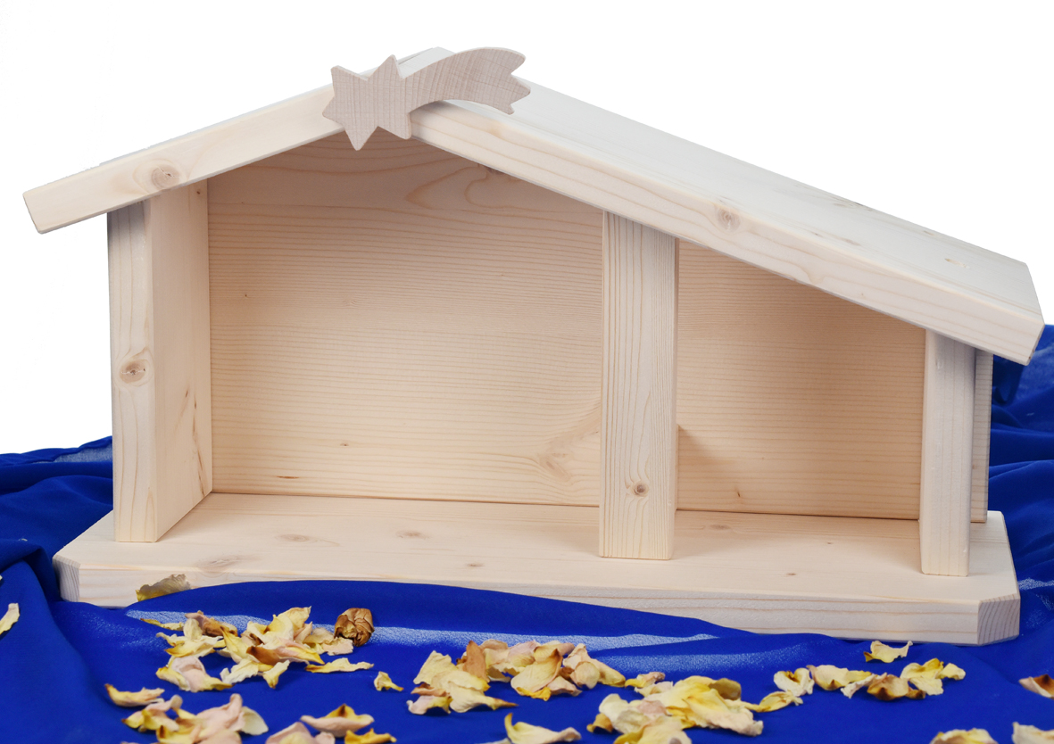 Weihnachtskrippe(Stall) aus Holz - 1387