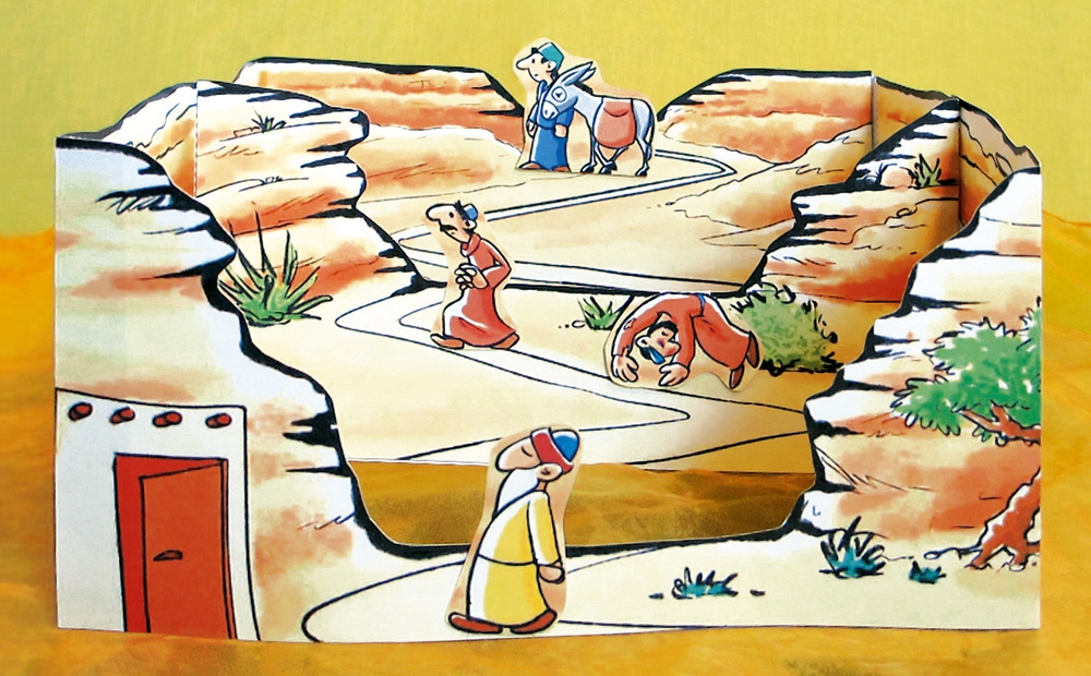 Bastelbogen: Gut, dass einer hilft: der barmherzige Samariter - 1584 Bastelbogen: Gut, dass einer hilft: der barmherzige Samariter - 1584