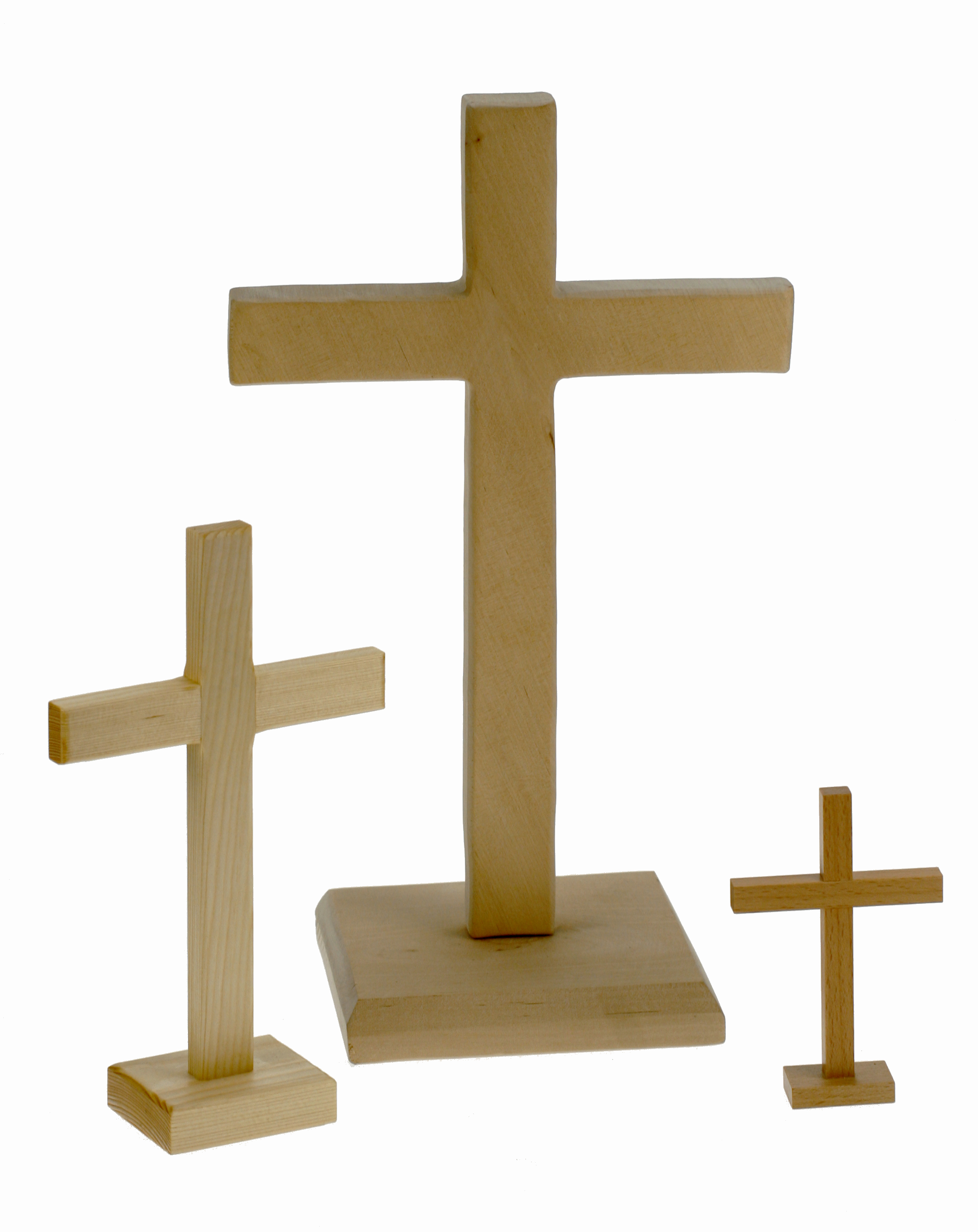 Holzkreuz groß - mit Sockel (Buche) - 466
