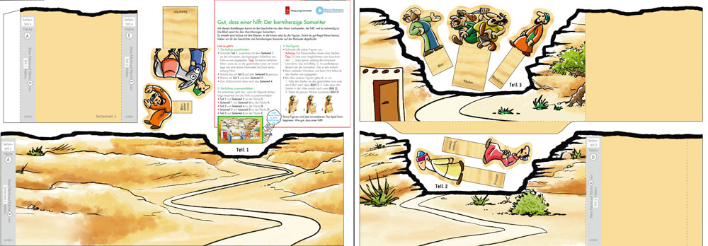 Bastelbogen: Gut, dass einer hilft: der barmherzige Samariter - 1584 Bastelbogen: Gut, dass einer hilft: der barmherzige Samariter - 1584