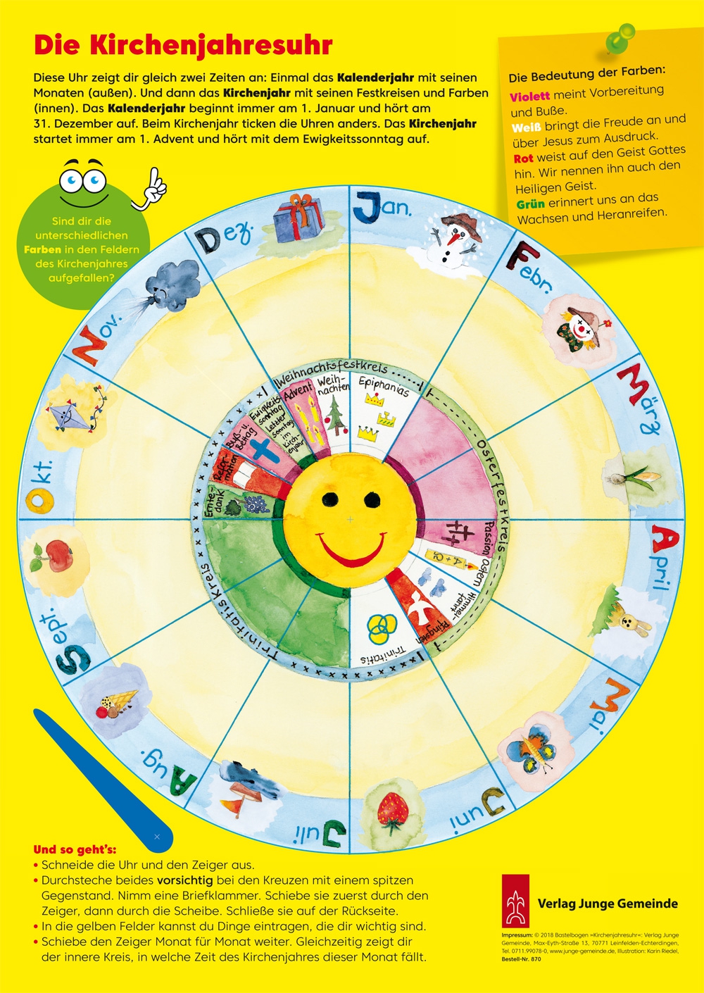 Bastelbogen: Kirchenjahresuhr - 870 Bastelbogen: Kirchenjahresuhr - 870
