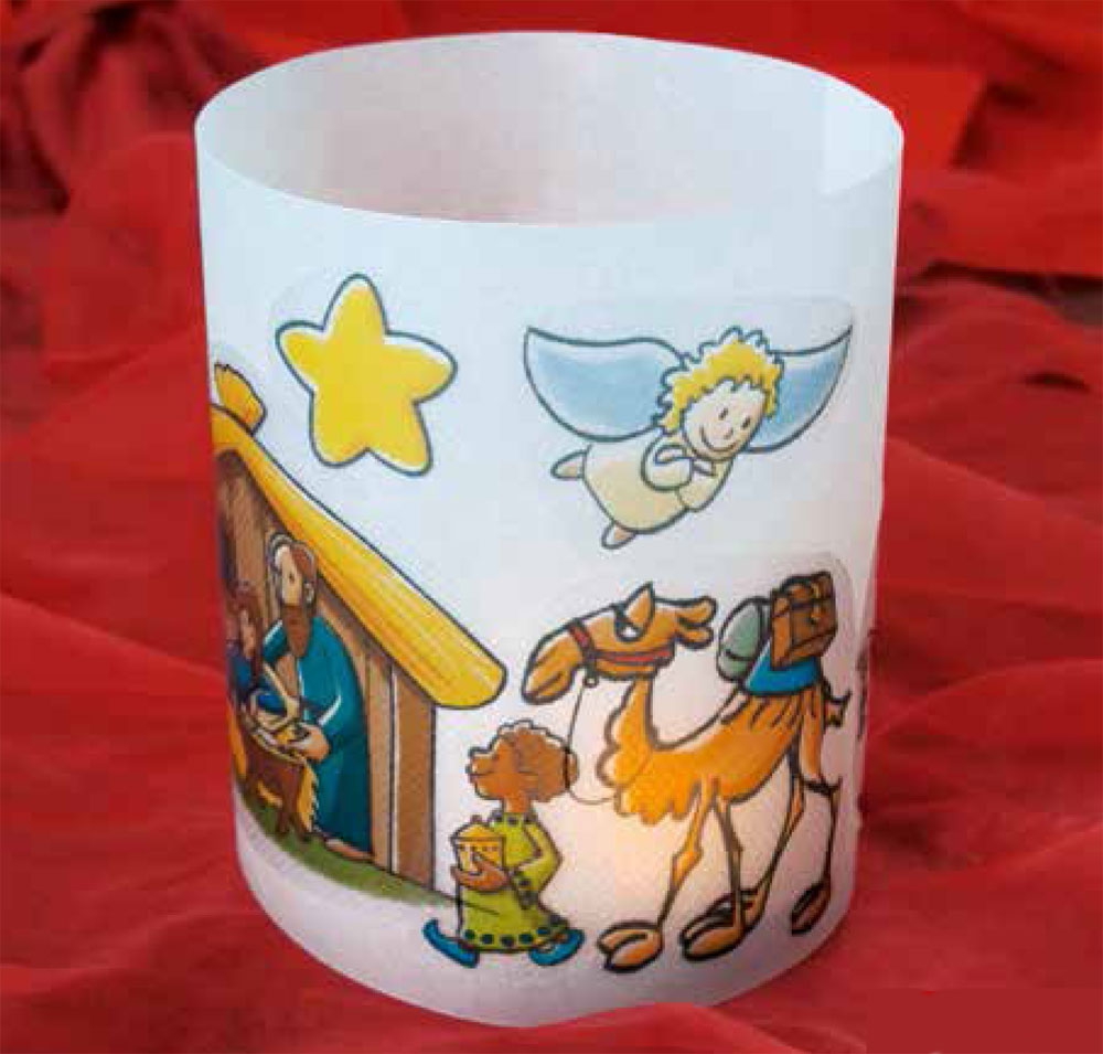 Bastelbogen: Weihnachtslicht mit Stickern - 1645