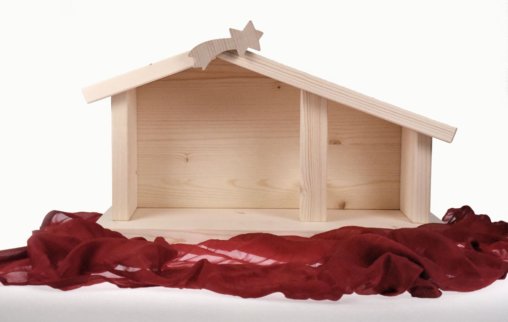 Weihnachtskrippe(Stall) aus Holz - 1387