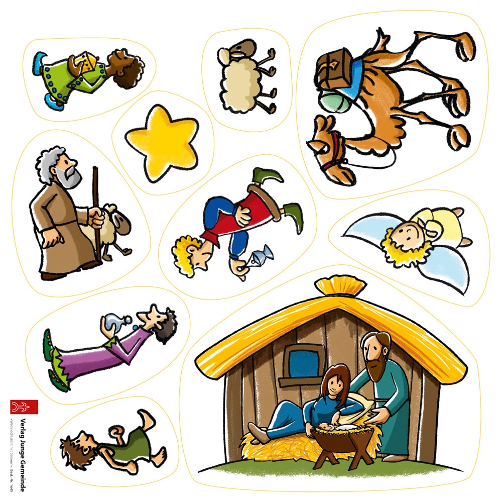 Bastelbogen: Weihnachtslicht mit Stickern - 1645